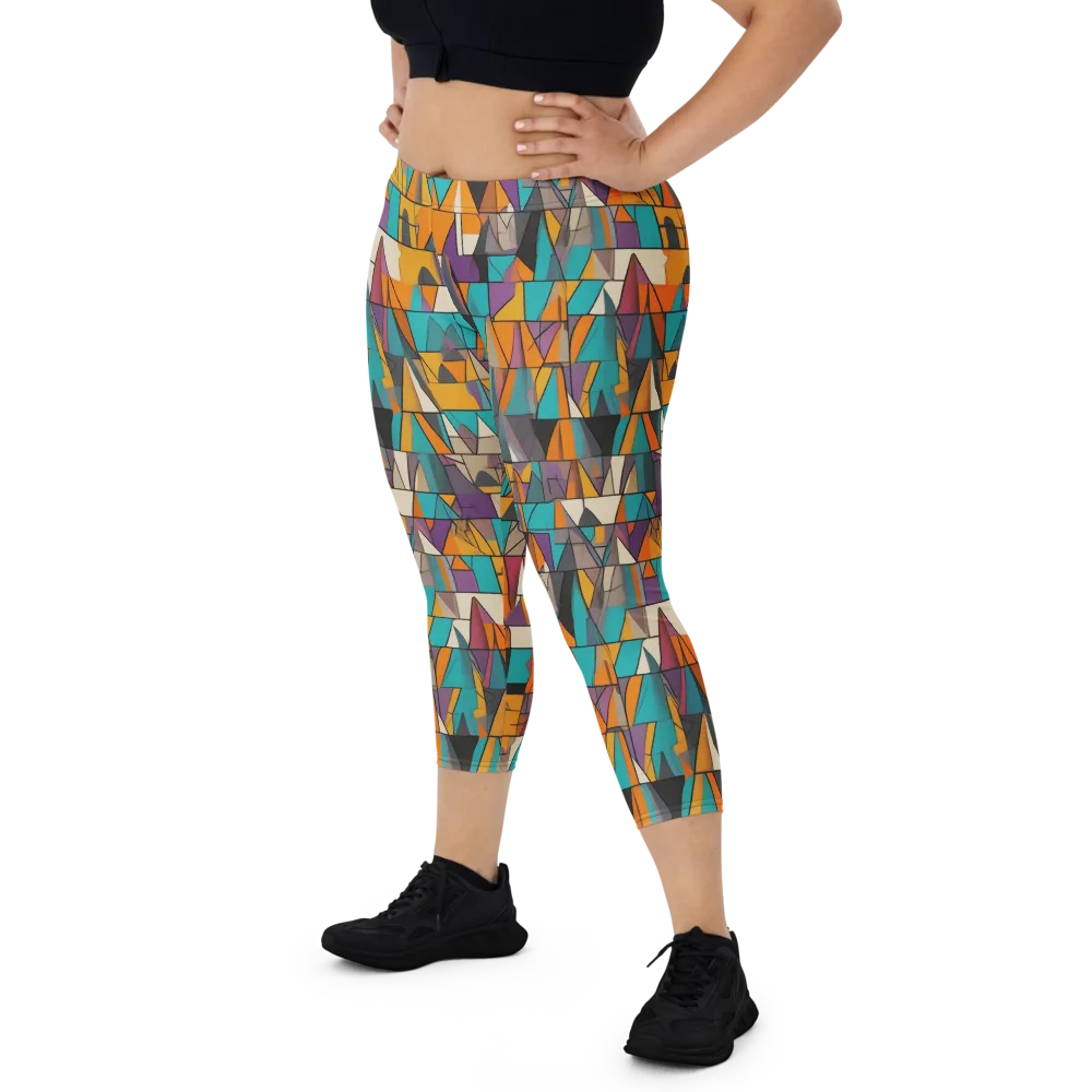 Amber Geometry on Capri Leggings — Front