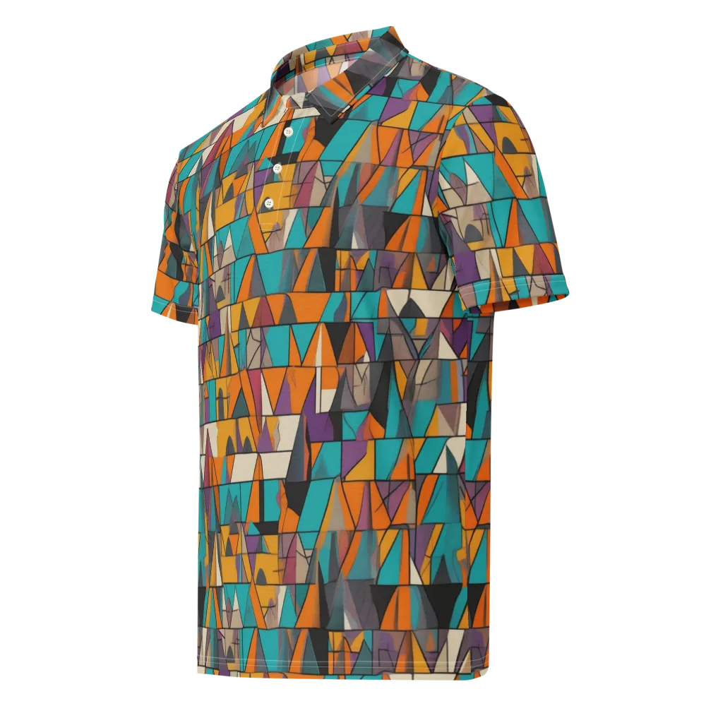 Amber Geometry on Men's Slim Fit Polo Shirt — Left Front