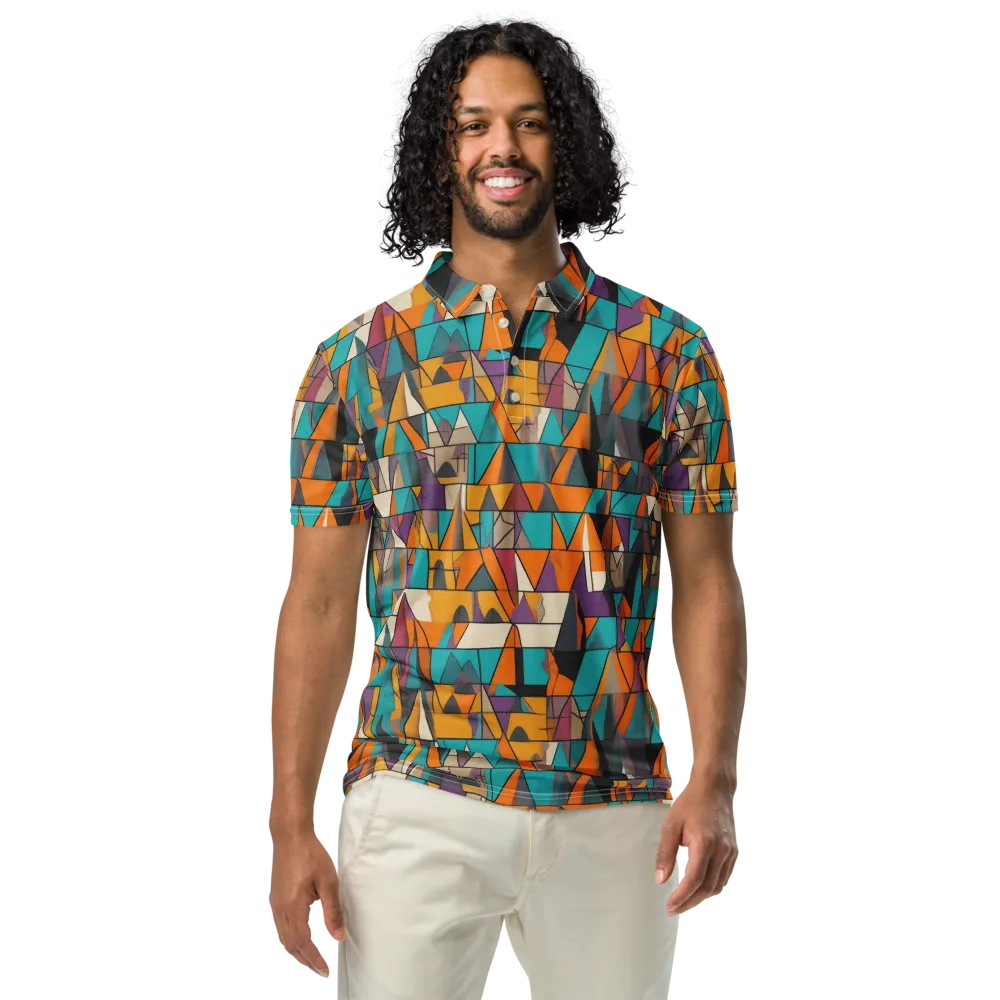 Amber Geometry on Men's Slim Fit Polo Shirt — Front