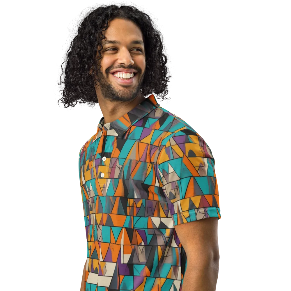 Amber Geometry on Men's Slim Fit Polo Shirt — Left Front