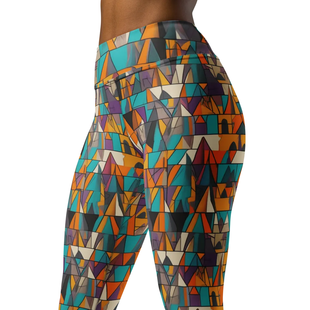 Amber Geometry on Yoga Leggings — Left Front