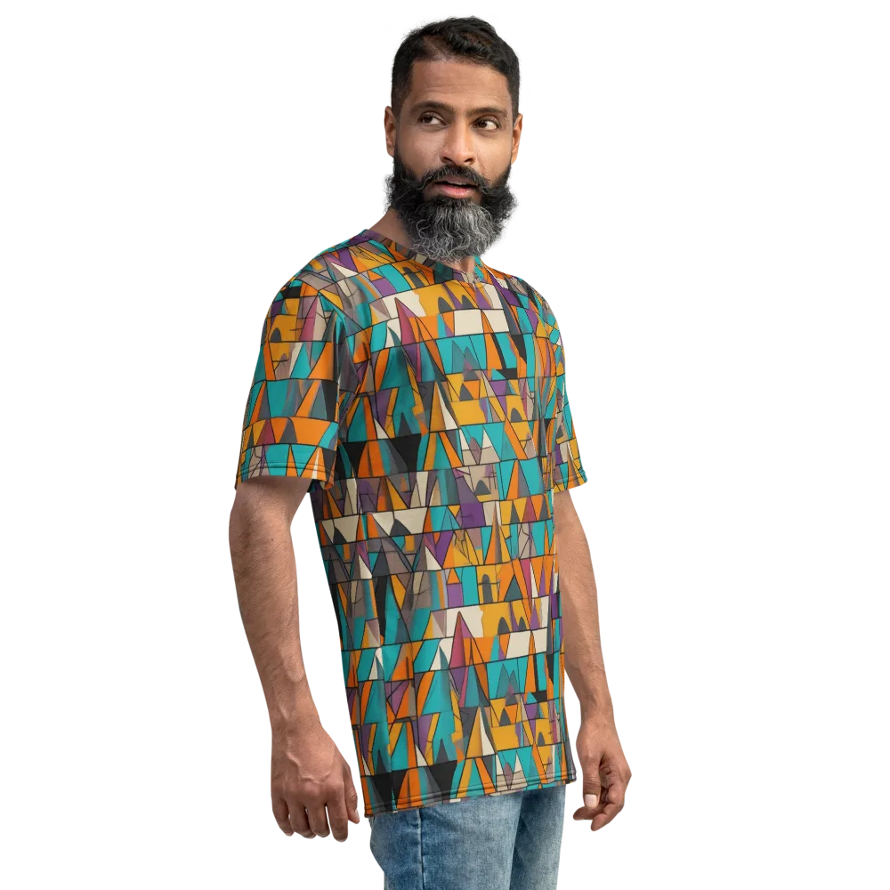 Amber Geometry on Men's Crew Neck T-Shirt — Right
