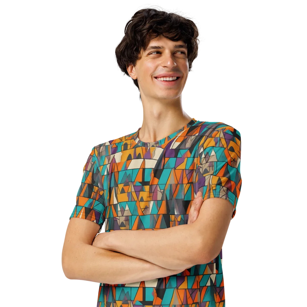 Amber Geometry on Men's Crew Neck T-Shirt — Left Front