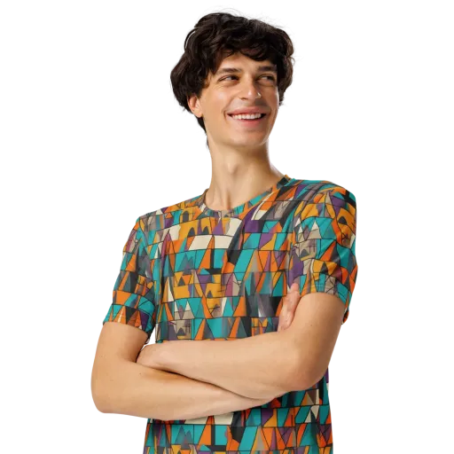 Amber Geometry on a Men's Crew Neck T-Shirt