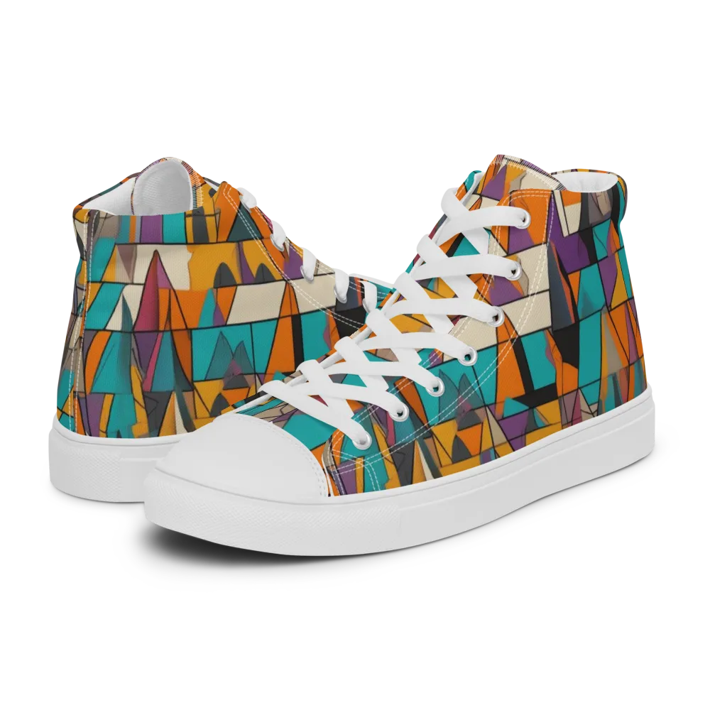 Amber Geometry on Men's High Top Canvas Shoes — Left