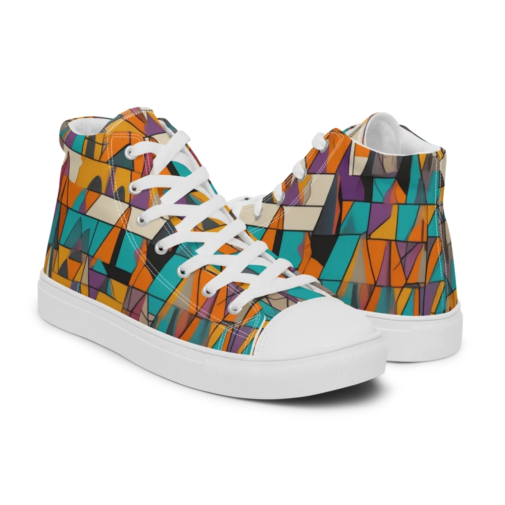 Amber Geometry on Men's High Top Canvas Shoes — Right