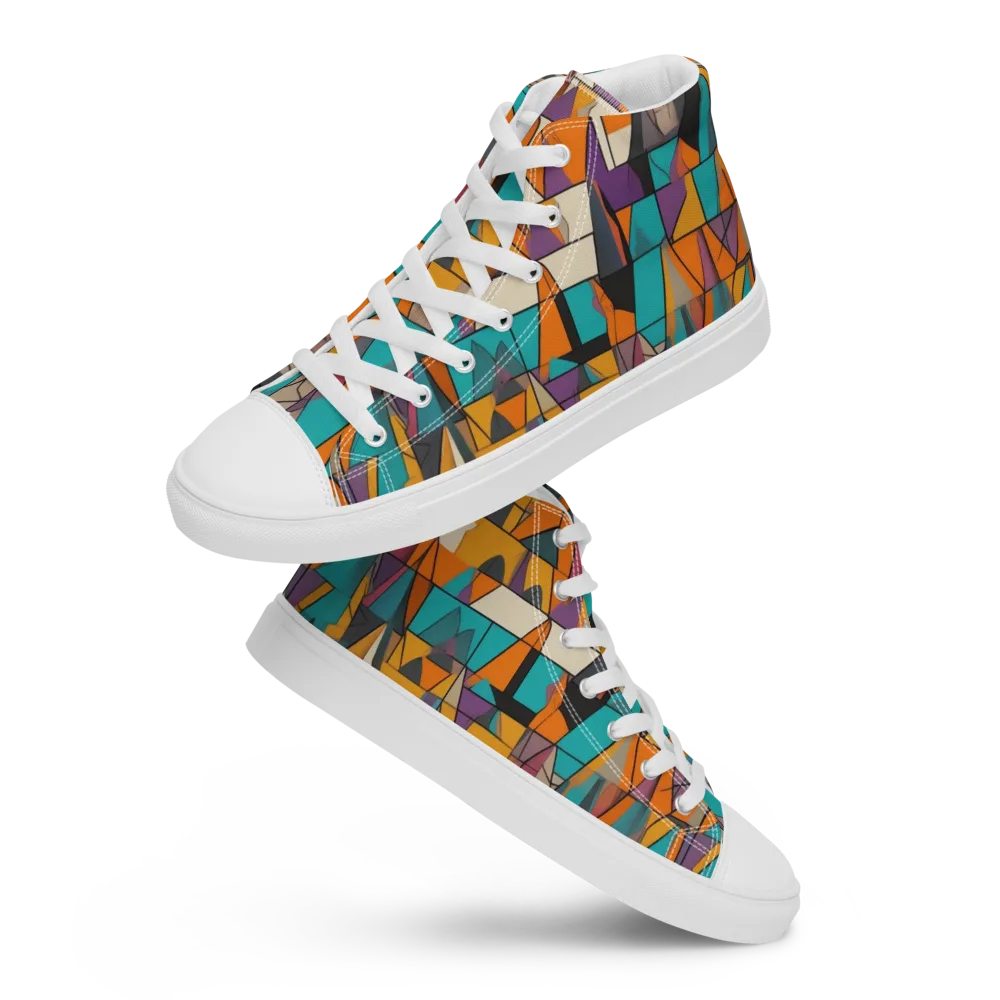 Amber Geometry on Men's High Top Canvas Shoes — Front