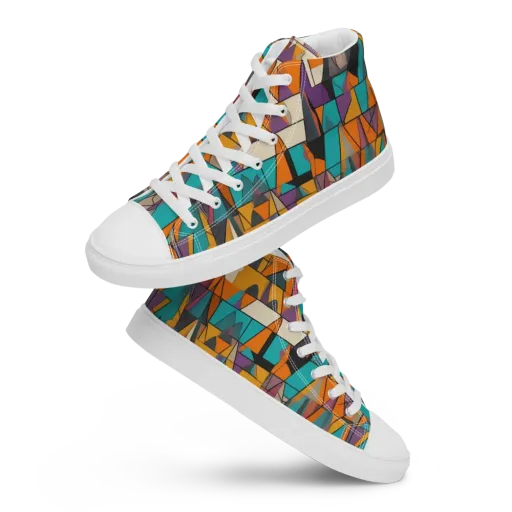 Amber Geometry on a Men's High Top Canvas Shoes