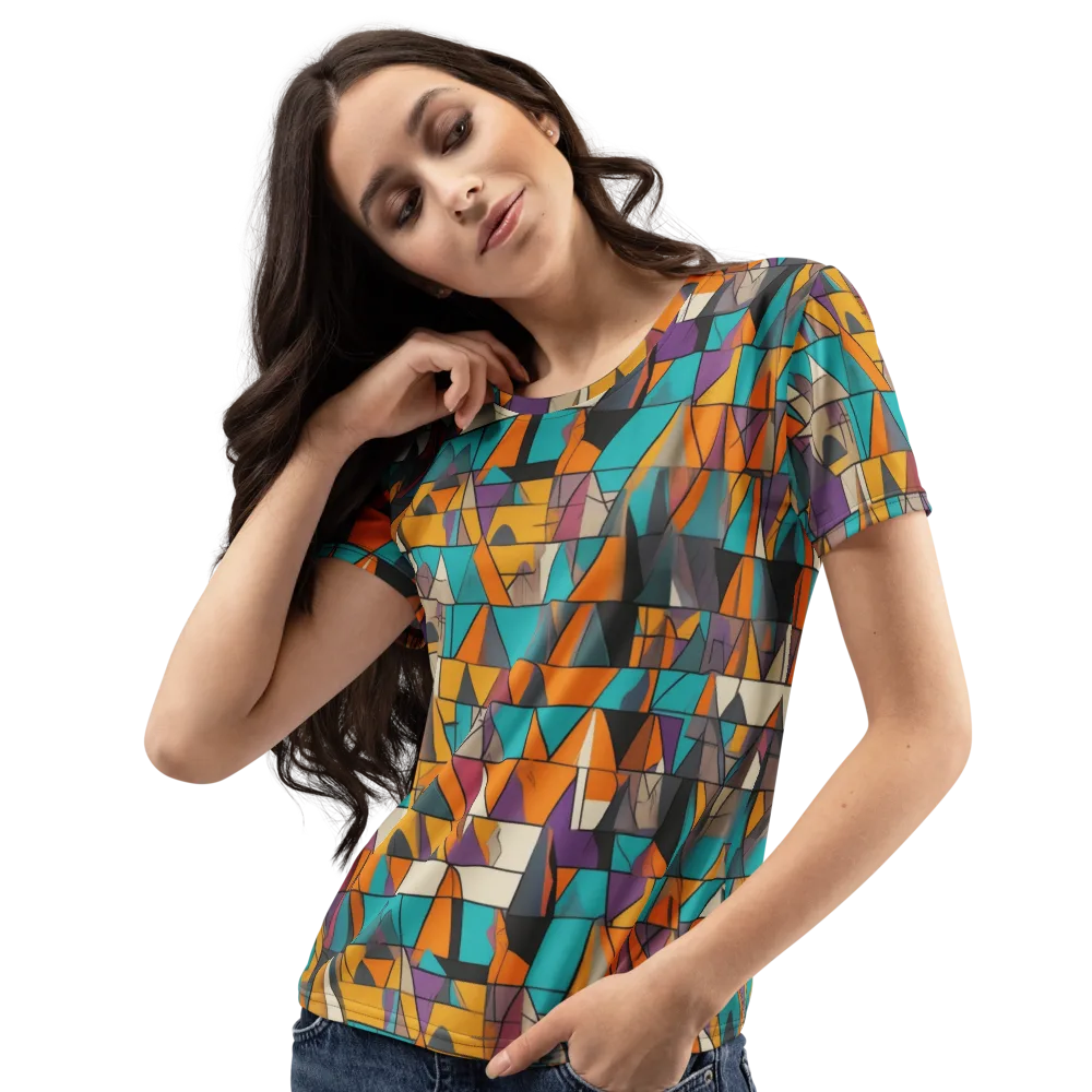 Amber Geometry on Women's Crew Neck T-Shirt — Left Front