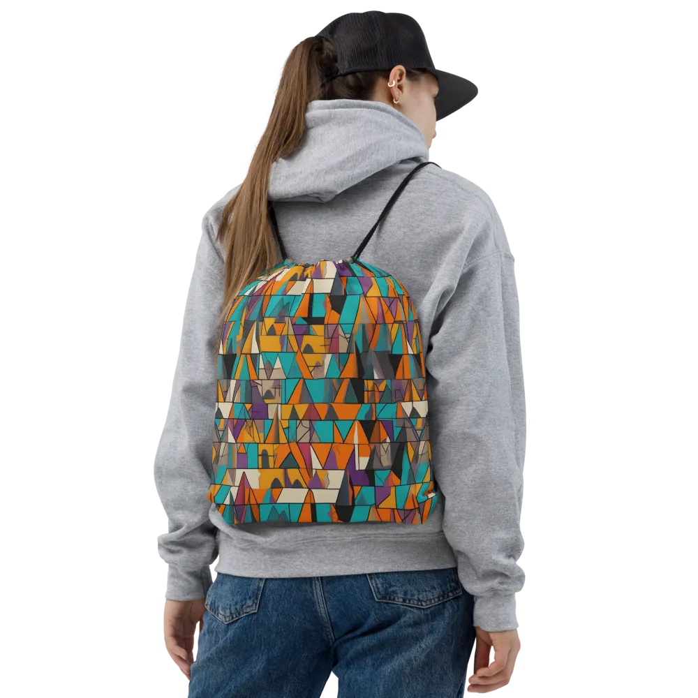 Amber Geometry on Drawstring Bag — Front