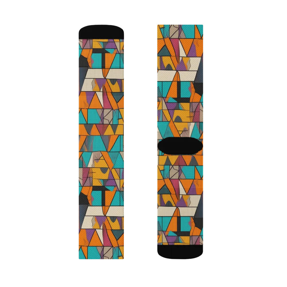 Amber Geometry on Socks — Right Sock