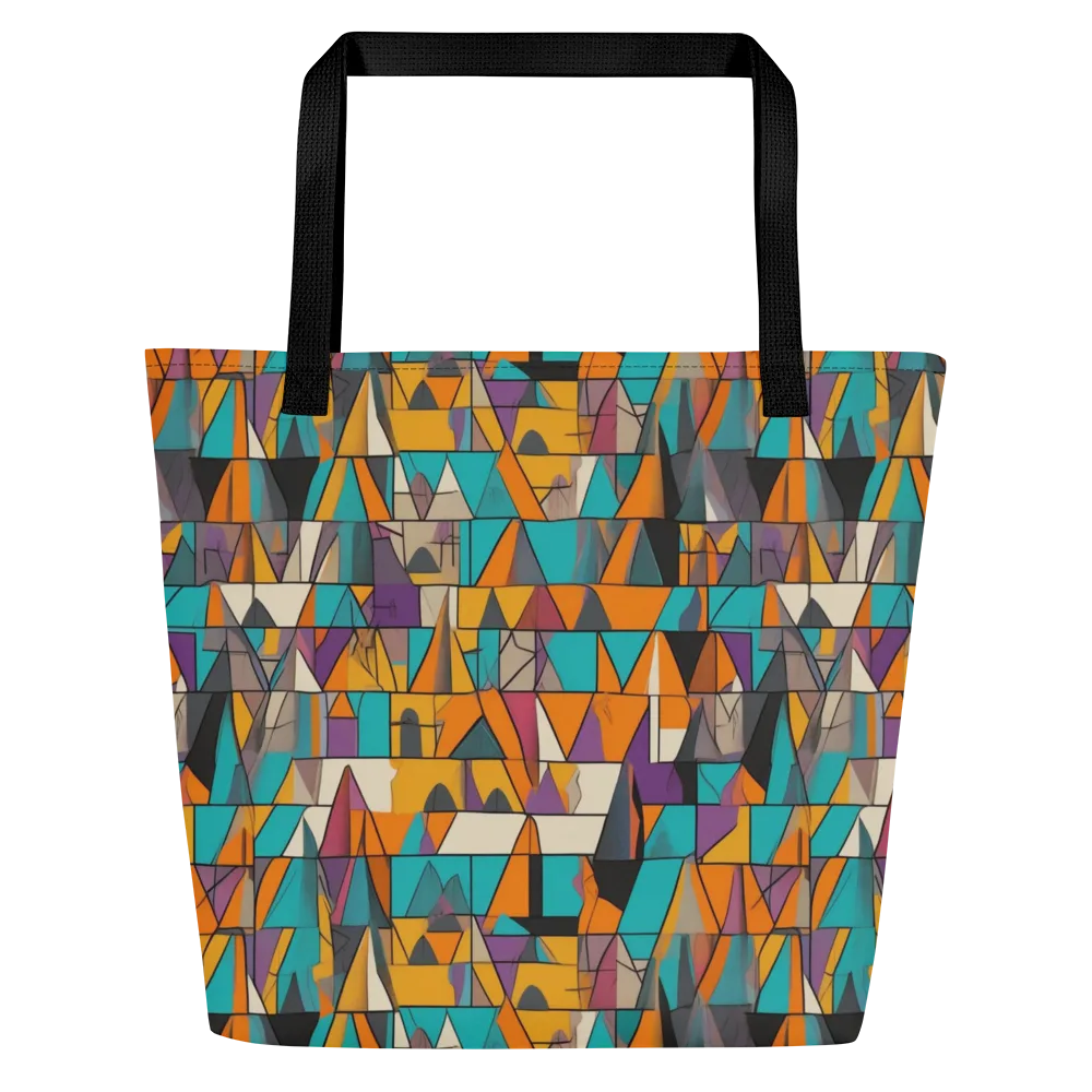 Amber Geometry on Large Tote Bag W/ Pocket — Front
