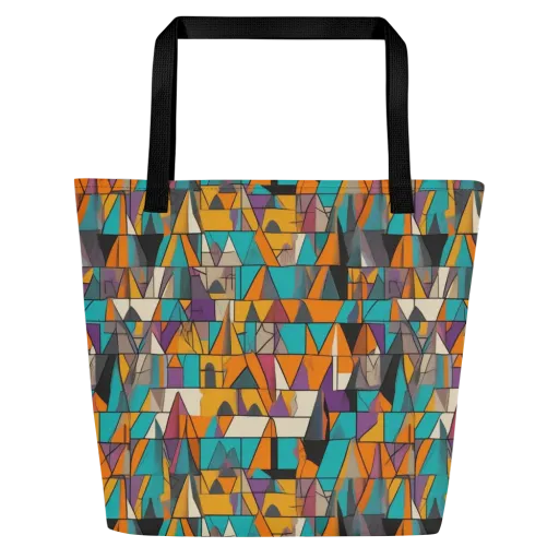 Amber Geometry on a Large Tote Bag W/ Pocket