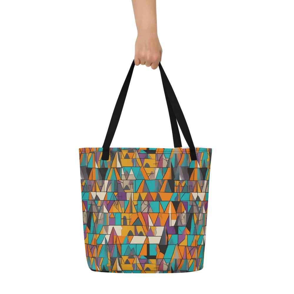 Amber Geometry on Large Tote Bag W/ Pocket — Front