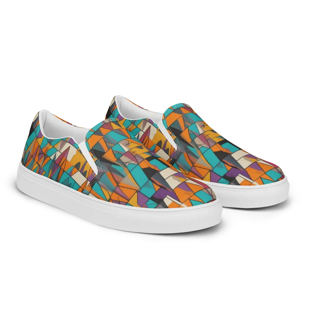 Amber Geometry on Women's Slip-On Canvas Shoes — Right Front