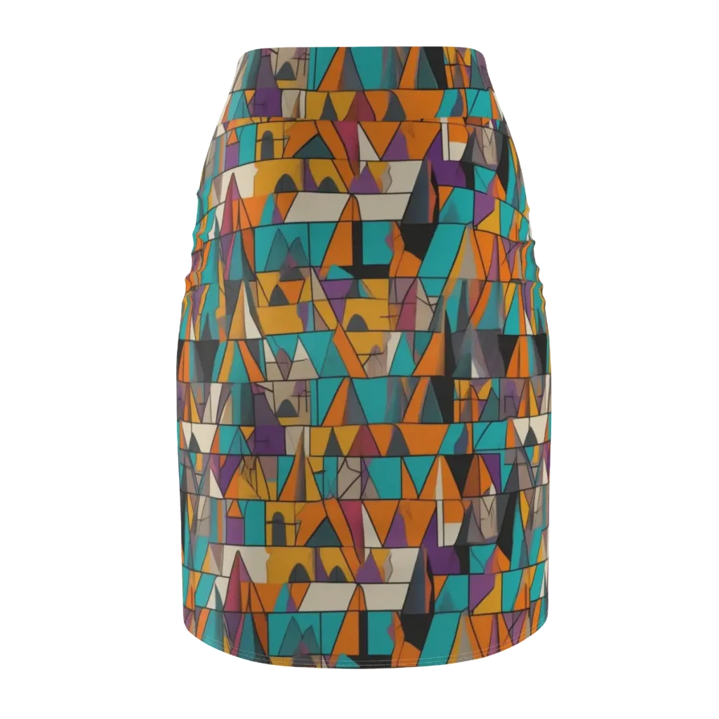Amber Geometry on Pencil Skirt — Back