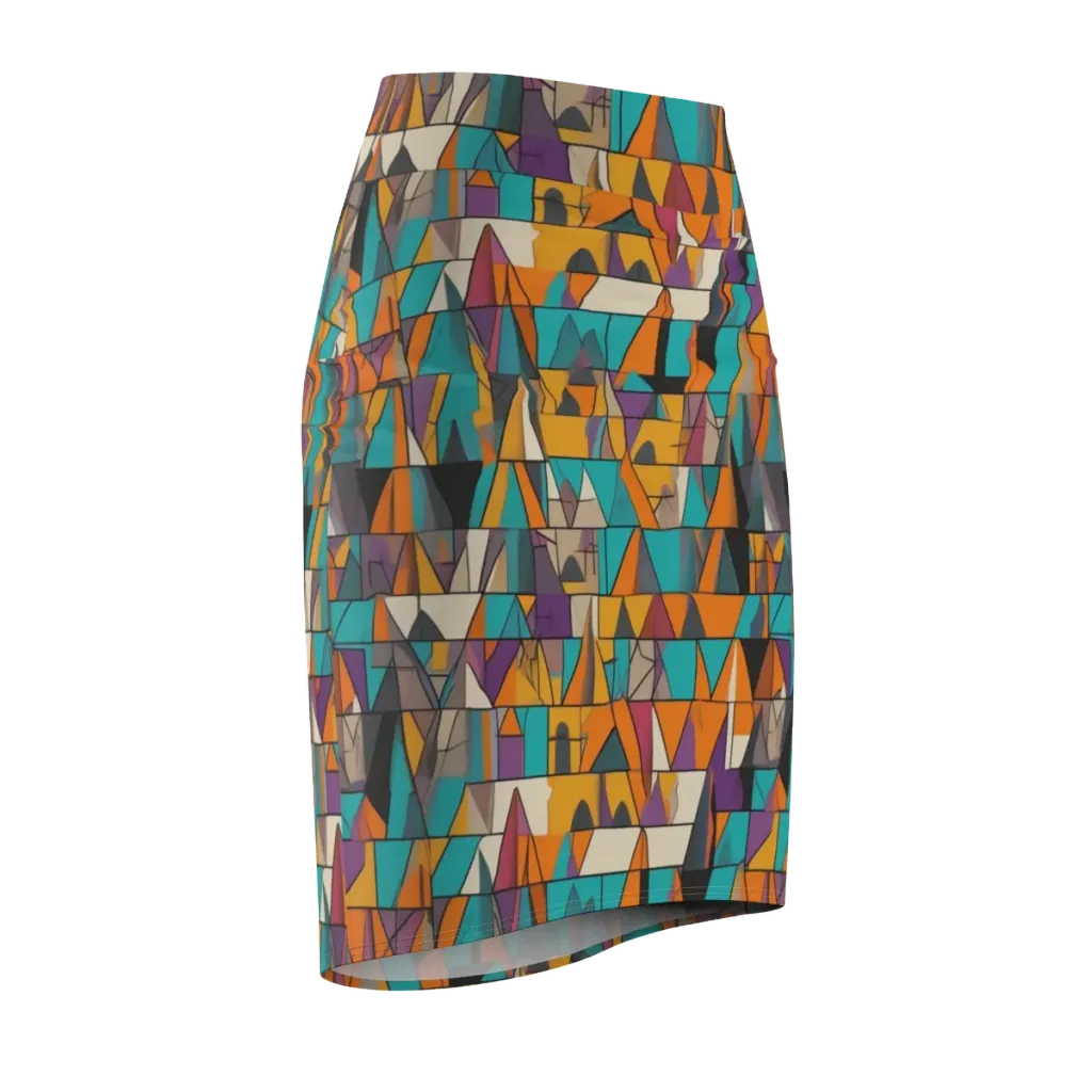 Amber Geometry on Pencil Skirt — Front Side