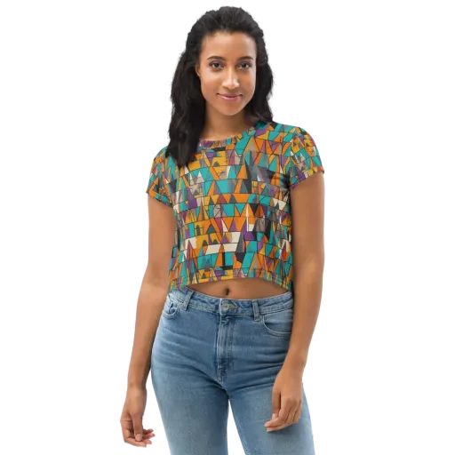 Amber Geometry on a Crop Tee