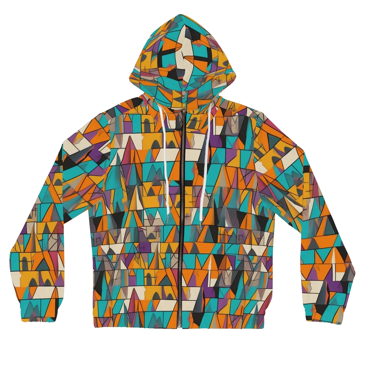 Amber Geometry on Women's Full-Zip Hoodie — Front