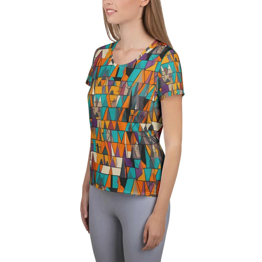 Amber Geometry on Women's Athletic T-Shirt — Left