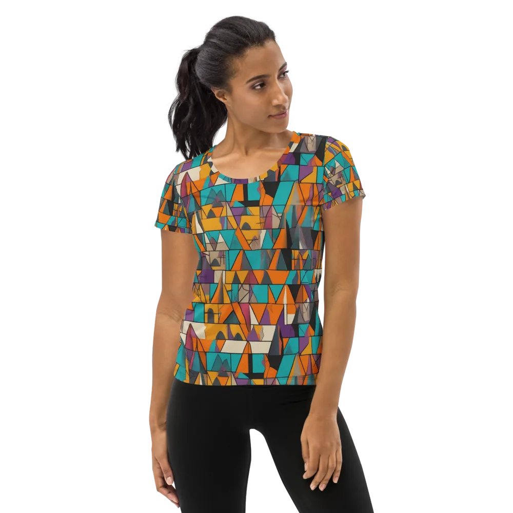Amber Geometry on Women's Athletic T-Shirt — Front