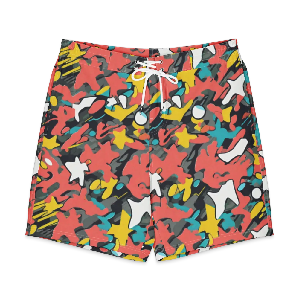 Neon Camouflage on Men's Board Shorts — Front