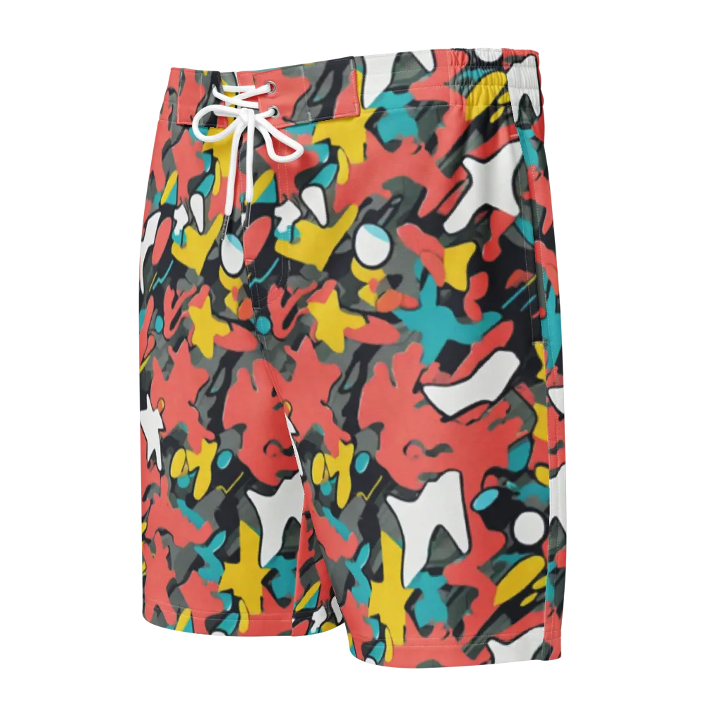 Neon Camouflage on Men's Board Shorts — Front