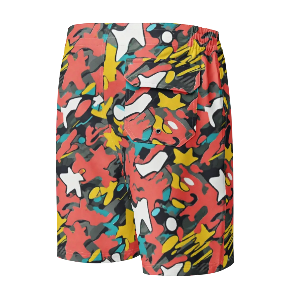 Neon Camouflage on Men's Board Shorts — Back