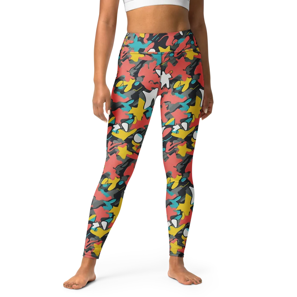 Neon Camouflage on Yoga Leggings — Front