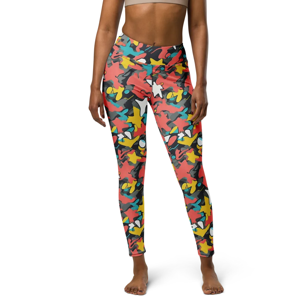 Neon Camouflage on Yoga Leggings — Front