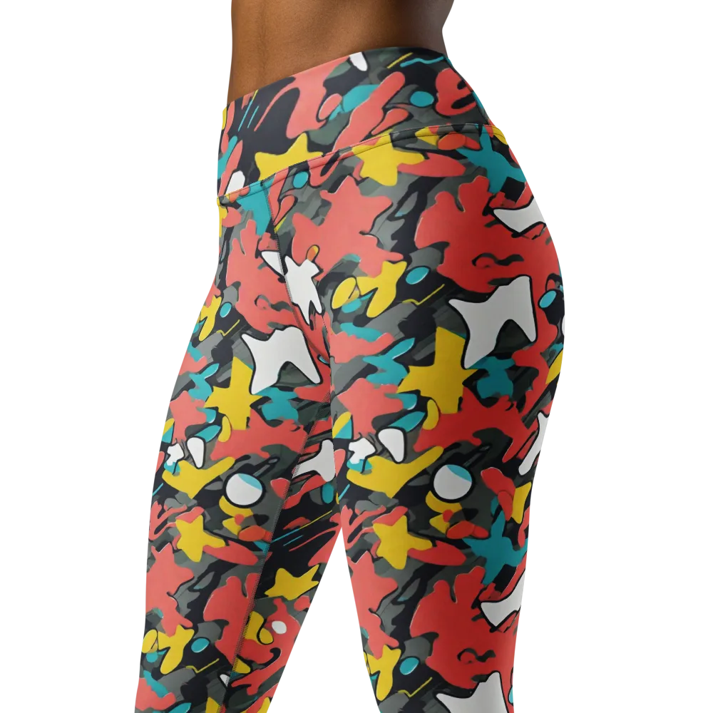 Neon Camouflage on Yoga Leggings — Left Front