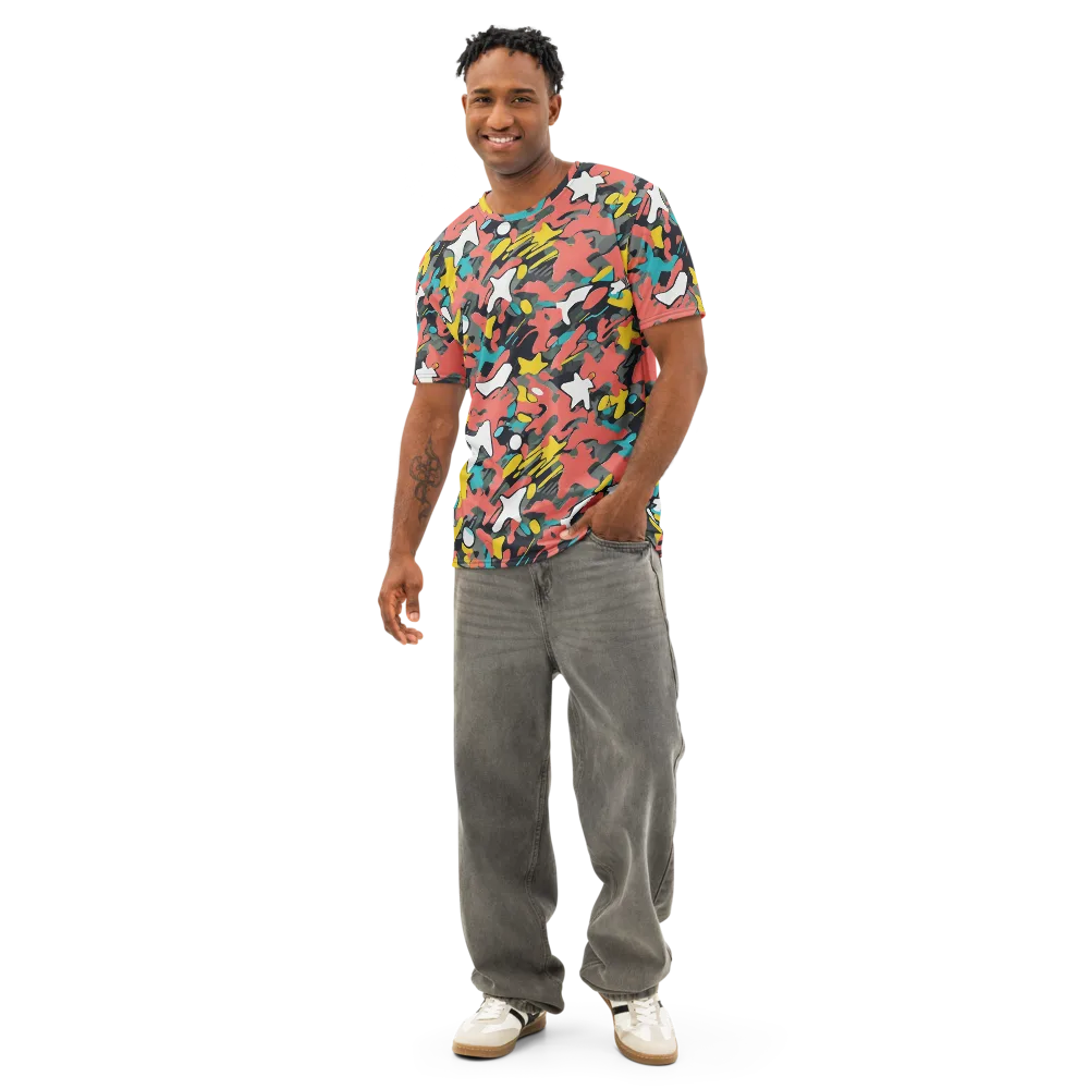 Neon Camouflage on Men's Cotton Crew Neck T-Shirt — Front