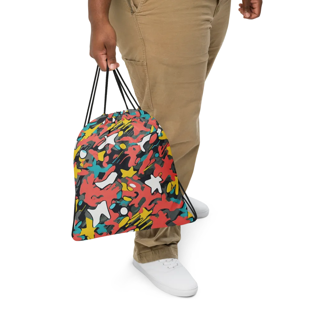Neon Camouflage on Drawstring Bag — Front