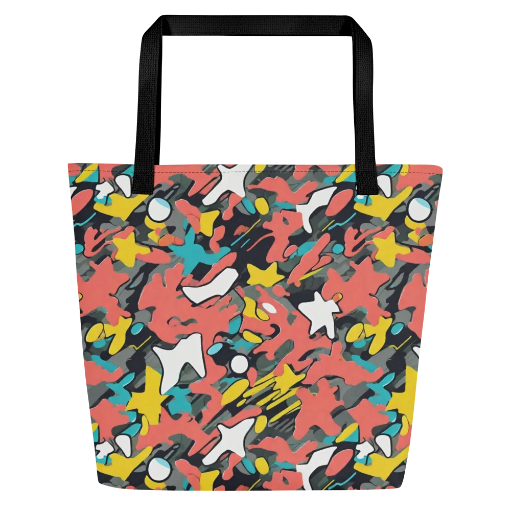 Neon Camouflage on Large Tote Bag W/ Pocket — Front