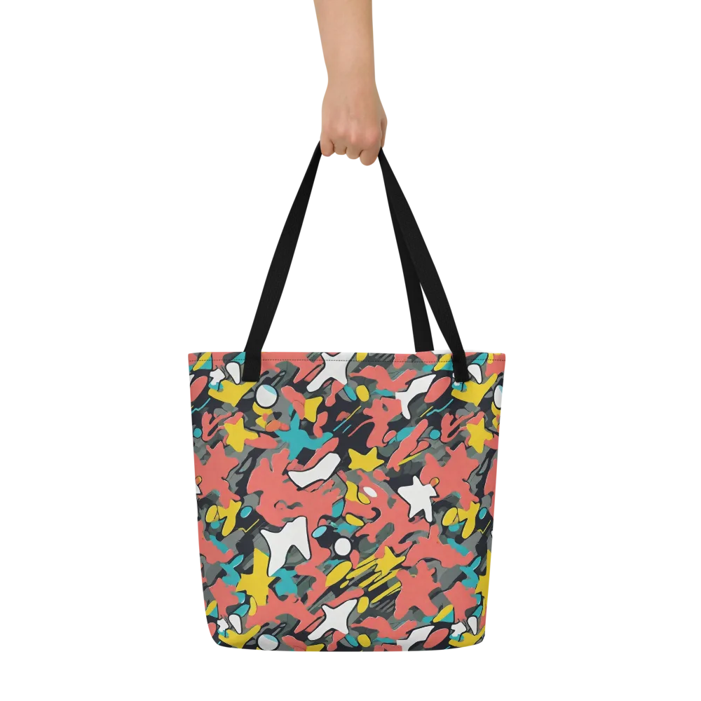 Neon Camouflage on Large Tote Bag W/ Pocket — Front