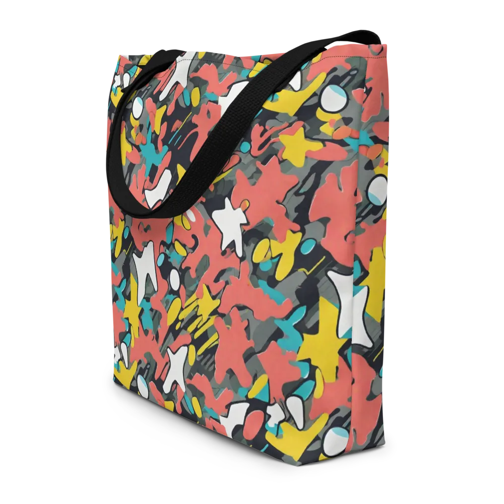 Neon Camouflage on Large Tote Bag W/ Pocket — Front