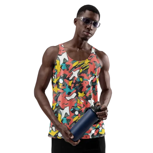 Neon Camouflage on a Men's Tank Top