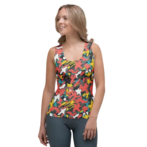 Neon Camouflage on a Women's Tank Top