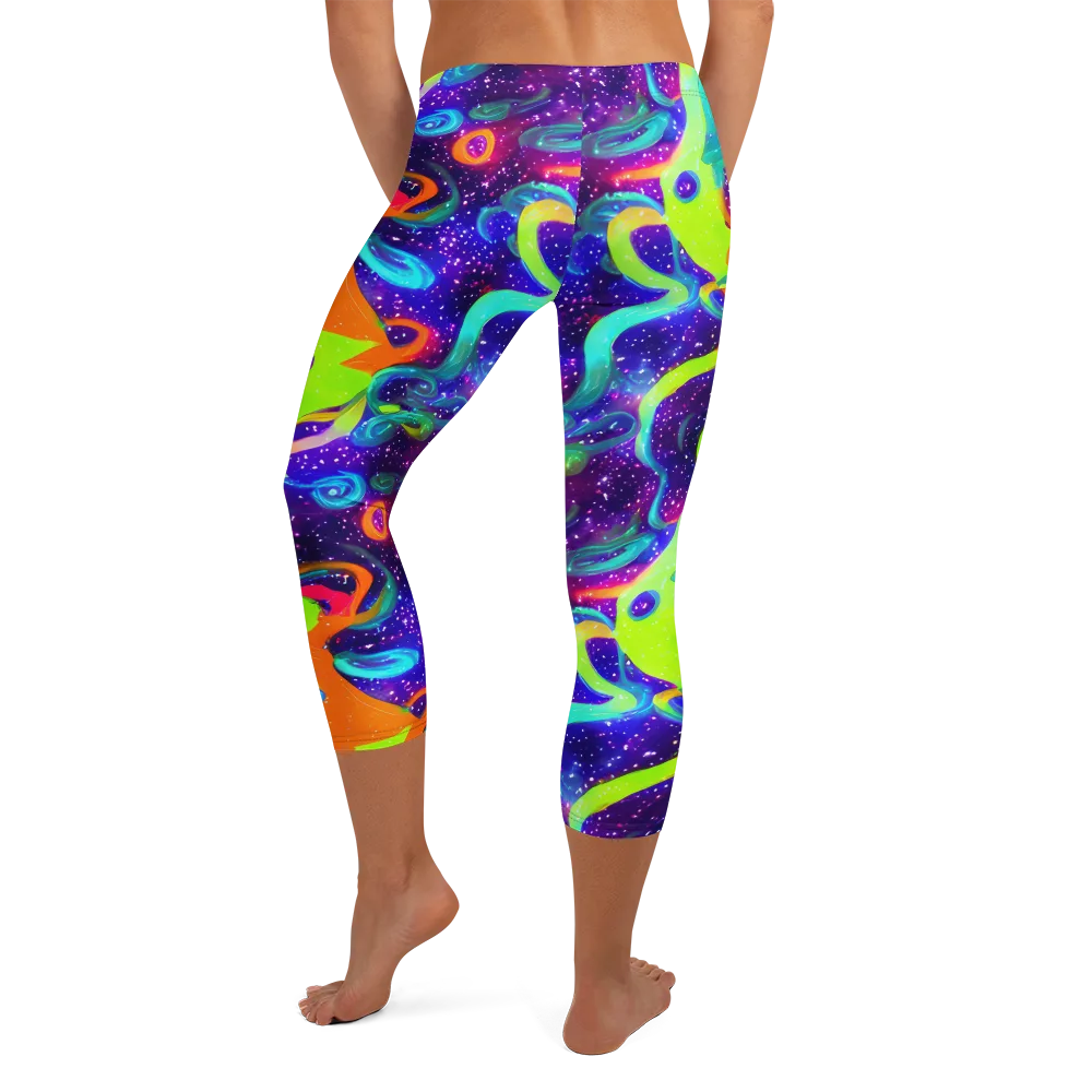 Stellar Splash on Capri Leggings — Back
