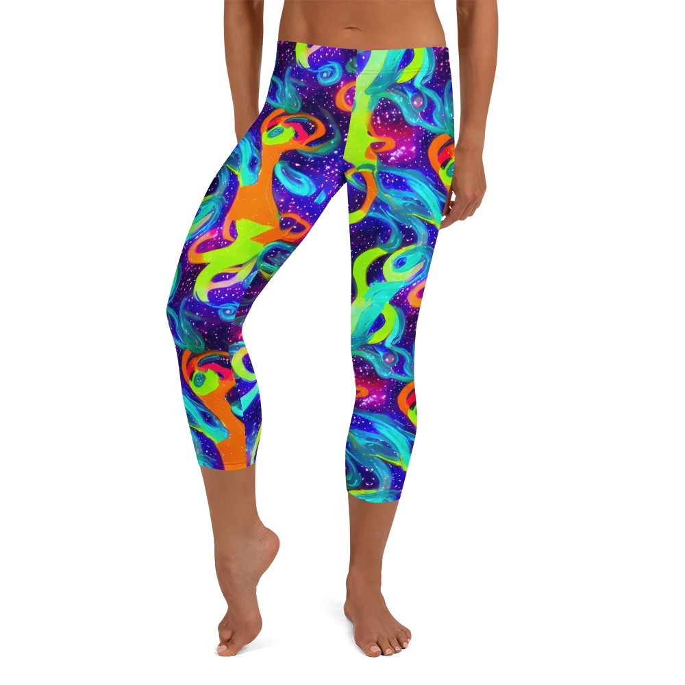 Stellar Splash on Capri Leggings — Front