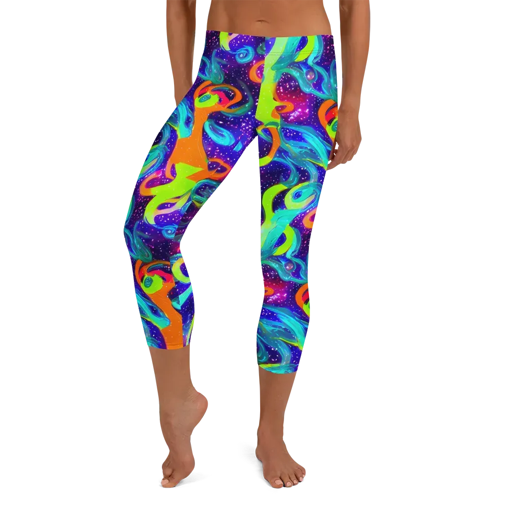 Stellar Splash on Capri Leggings — Front
