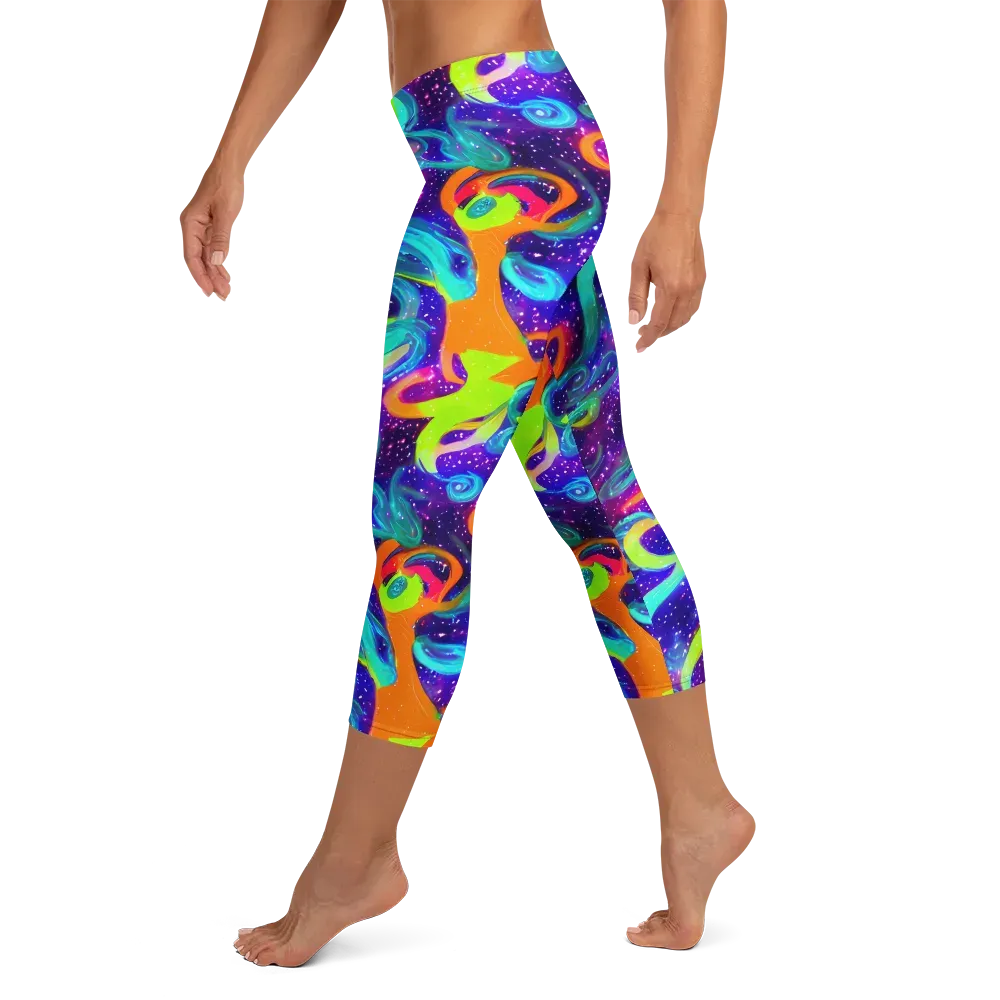 Stellar Splash on Capri Leggings — Left