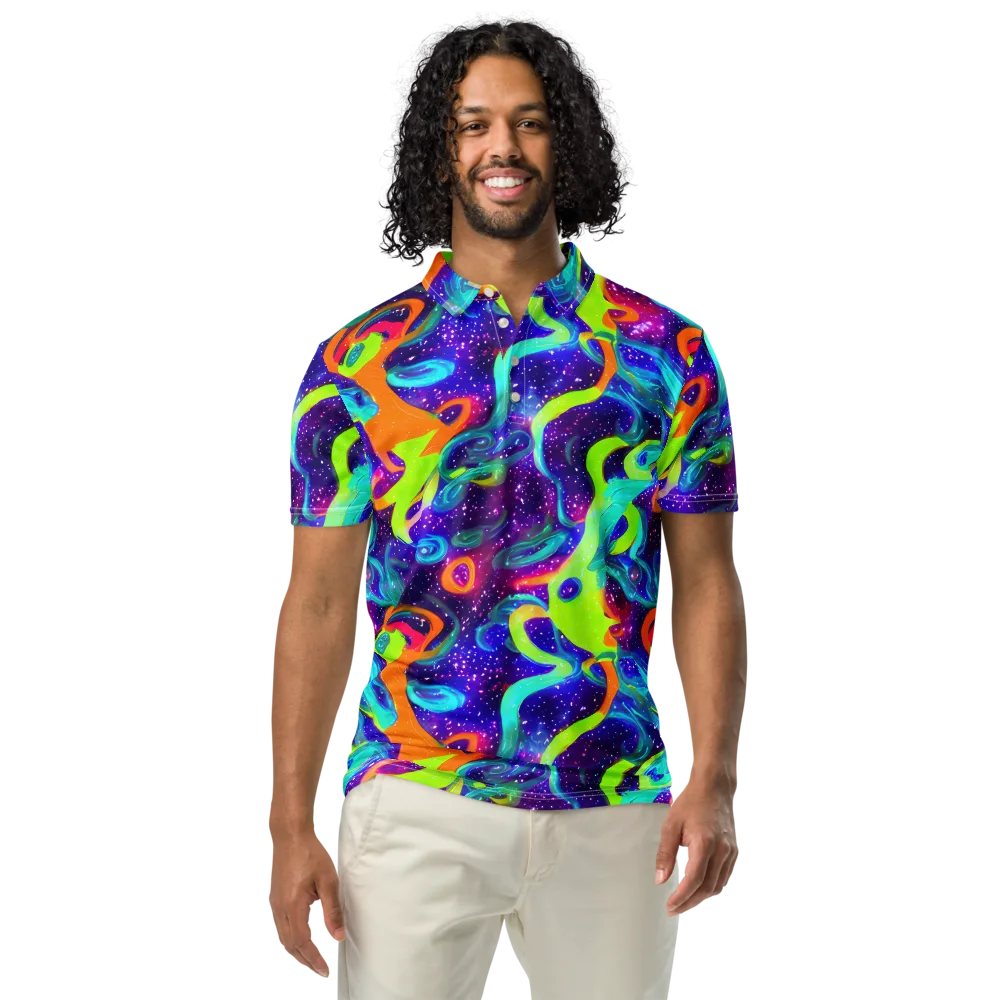 Stellar Splash on Men's Slim Fit Polo Shirt — Front