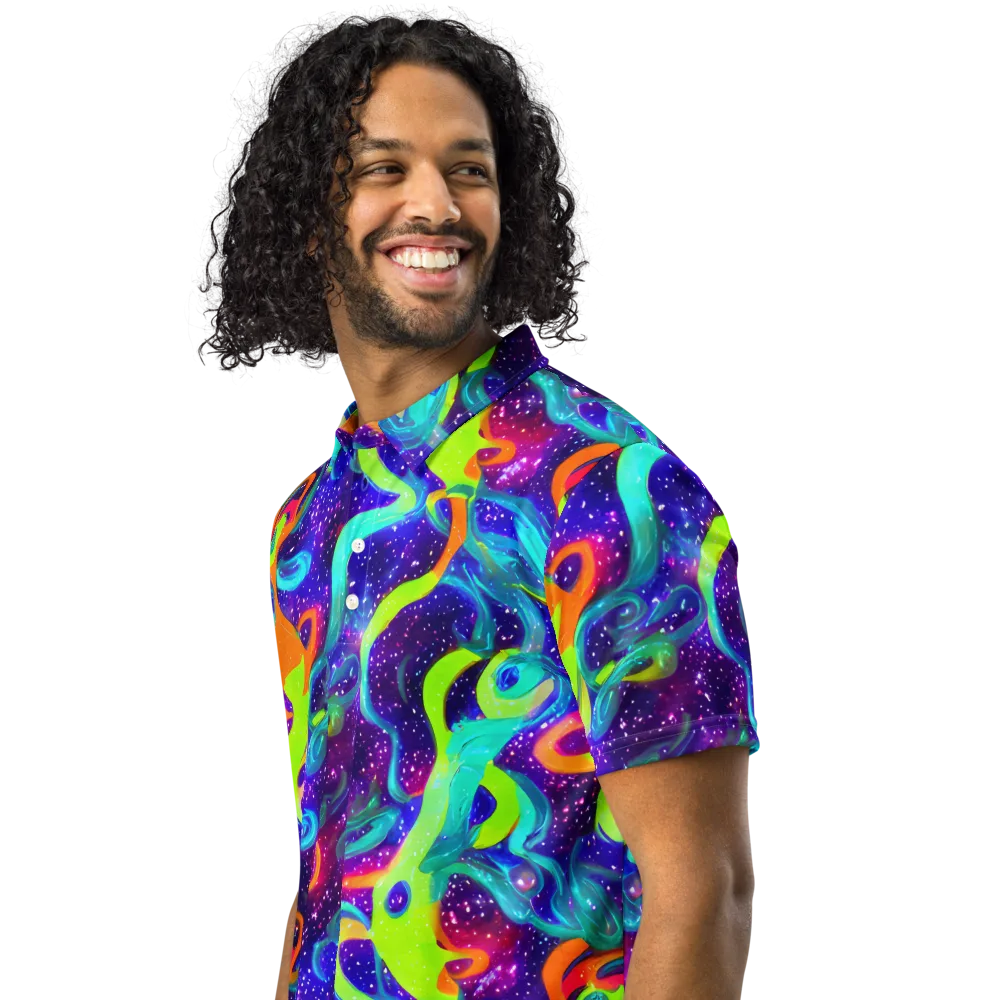 Stellar Splash on Men's Slim Fit Polo Shirt — Left Front