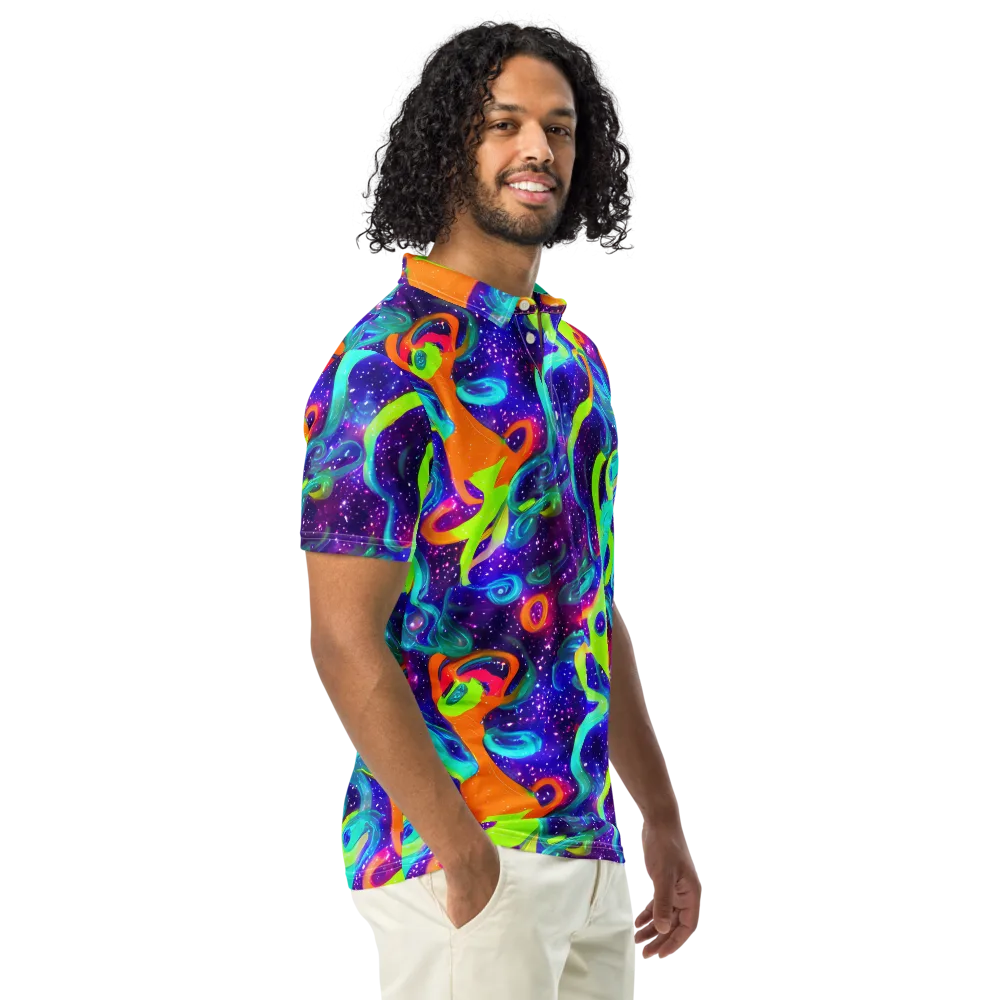 Stellar Splash on Men's Slim Fit Polo Shirt — Right Front