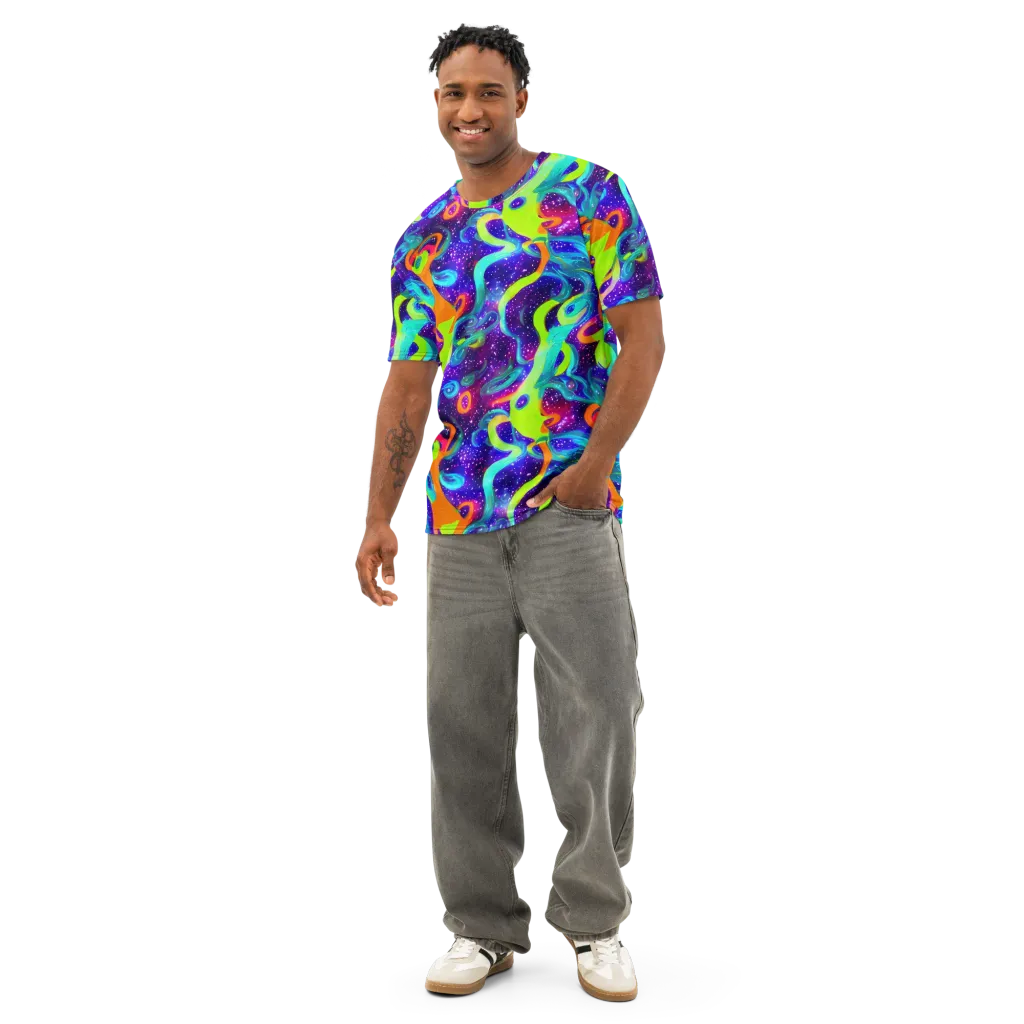 Stellar Splash on Men's Cotton Crew Neck T-Shirt — Front