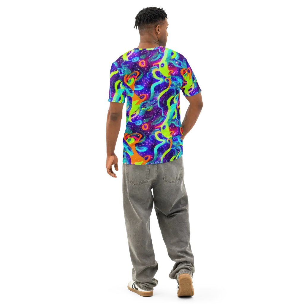 Stellar Splash on Men's Cotton Crew Neck T-Shirt — Back
