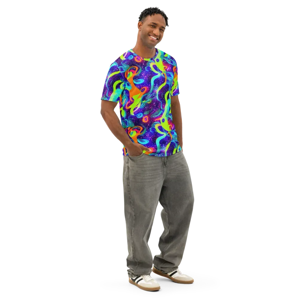 Stellar Splash on Men's Cotton Crew Neck T-Shirt — Right Front