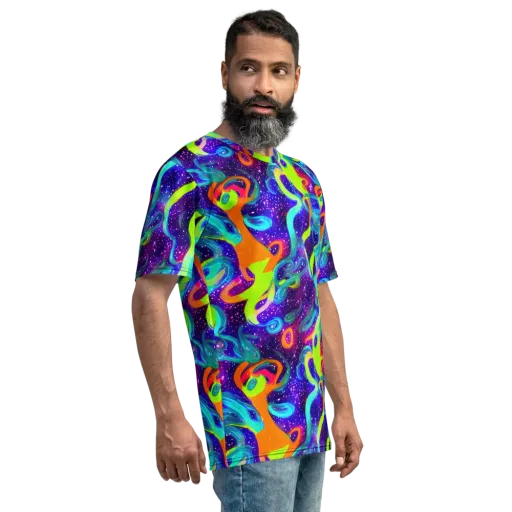 Stellar Splash on a Men's Crew Neck T-Shirt