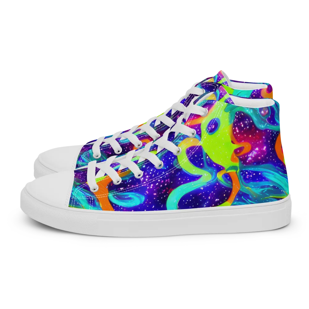 Stellar Splash on Men's High Top Canvas Shoes — Left